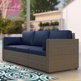 Outsunny Patio Couch PE Wicker Deep Seating Outdoor Sofa with Removable Cushions, 3 Seater Rattan Sofa - Photo 9
