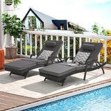 KEIKI Wicker Outdoor Chaise Lounge Chairs Set of 2 for Patio & Pool Side with 5-Level Adjustable Backrest and Cushions - Photo 1