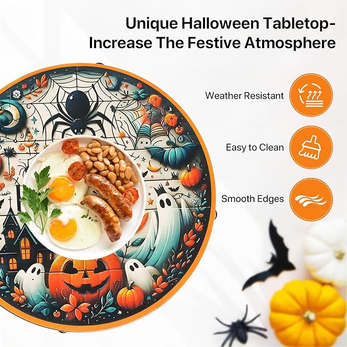 Fashion&cool Patio Side Tables, 14 Inch Weather Resistant Metal Outdoor Side Table for Halloween - Photo 5