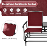 Tangkula 2 Person Swing Glider Chair, Patio Rocking Loveseat w/Center Tempered Glass Table - Photo 5