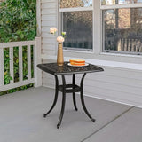 VINGLI 21" Cast Aluminum Outdoor Side Table with Umbrella Hole, All Weather Patio Side Table Bistro Table for Balcony - Photo 6
