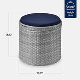 Best Choice Products Round Wicker Ottoman, Multipurpose Outdoor Furniture for Patio, Backyard, Additional Seating - Photo 2