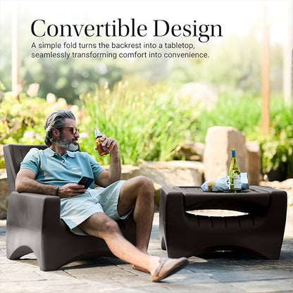 Step2 Switchback Chair - Adirondack Chair for Patio, Porch, Pool, Fire Pit - Durable Outdoor Patio Chair with Back Support for Adults, Dark Cedar