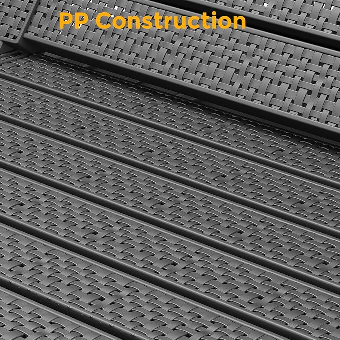 2PCS Outdoor Lounge Chairs 5 Position Adjustable, Pool Chairs, Sun Lounger, Patio Chaise Lounges PP Black, 74.06x11.02x34.65in