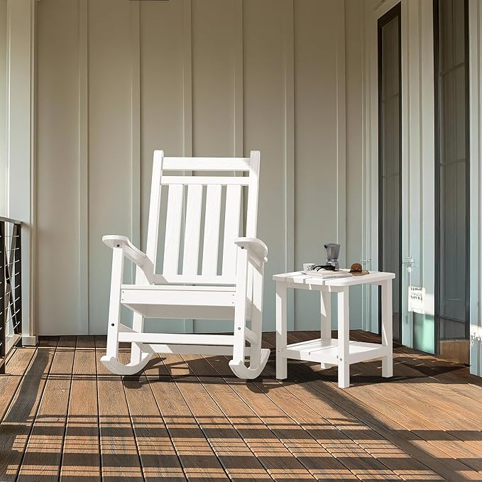 SERWALL Double Adirondack Side Table Set of 6, End Table- White - Photo 6