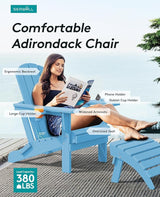 SERWALL Adirondack Chair with Cup Holders - Composite Adirondack Chairs Set of 8 HDPE Outdoor Chairs All Weather Use - Photo 4
