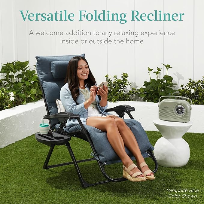 Best Choice Products Oversized Zero Gravity Chair, Folding Outdoor Patio Recliner - Photo 9