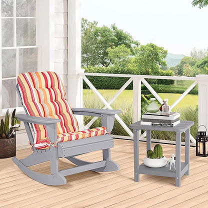 Sundale Outdoor 18" Small Side Table, Patio HDPE All Weather Small Adirondack End Table Water Resistant 2 Tier Rectangular Outside Table for Pool, Garden, Beach, Grey