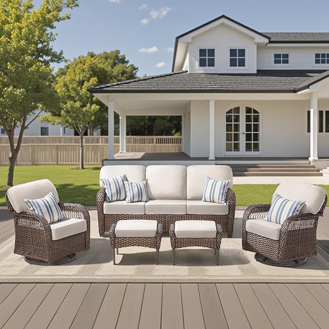 5 Pieces Patio Furniture Set Swivel Chairs - Photo 1