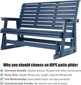 HIPS Patio Glider with Cup Holders, Durable Poly Lumber Material, All-Weather Resistant - Photo 3