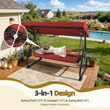 3 Seat Outdoor Porch Patio Swing with Adjustable Canopy& Backrest, Outdoor Swing for Adults - Photo 2