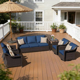 6 Pieces Patio Conversation Furniture Set - 1 Sofa, 2 Swivel Chairs, 2 Armchairs, 1 Side Table - Photo 1