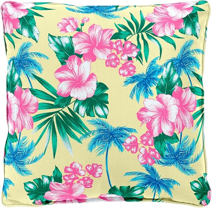 BrylaneHome 16" Square Toss Pillow - Patio & Outdoor - Patio & Outdoor - Water, Stain & Fade Resistant - Banana Island - Photo 1