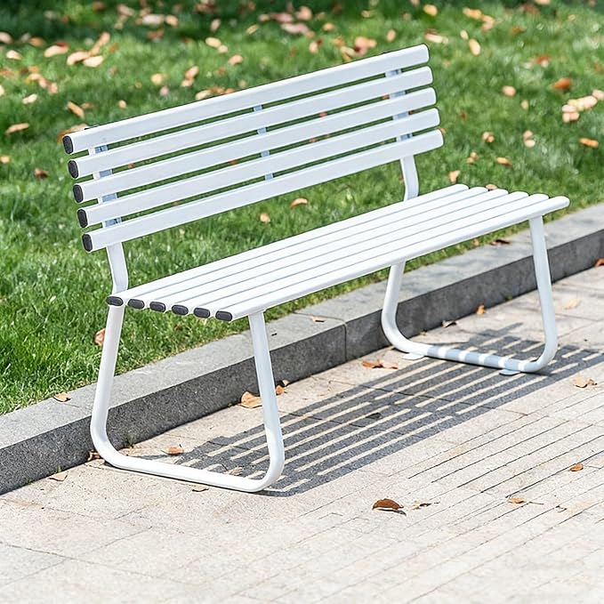 Outdoor Benches Weatherproof, Metal Bench Outdoor, Capable of Carrying 660 lbs, Suitable for Gardens, Parks, lawns, and courtyards(White)