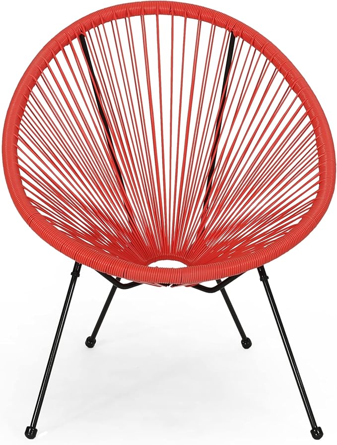 Christopher Knight Home Outdoor Hammock Weave Chair with Steel Frame (Set of 2) - Orange and Black Finish - Photo 4