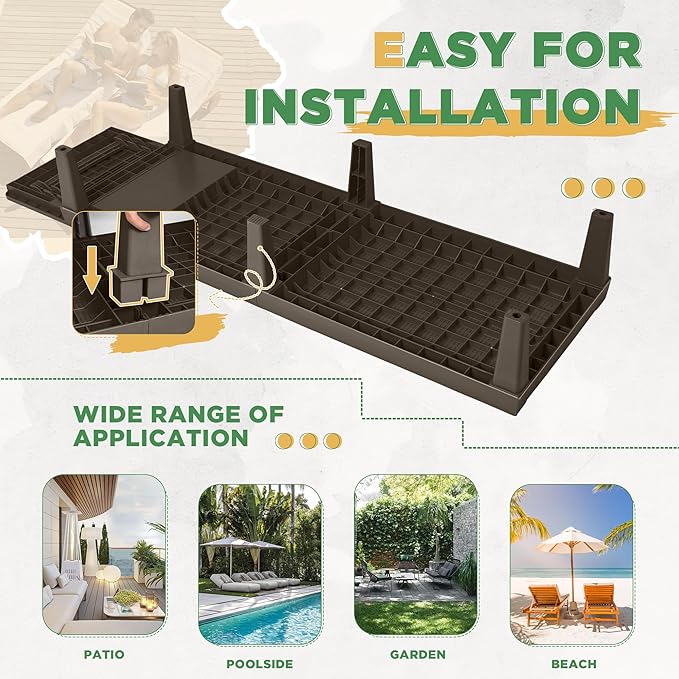 Greesum Outdoor Chaise Lounge Chairs Set of 4 with 5-Position Adjustable Backrest, Waterproof PP Sun Chaise Loungers for Garden Pool Beach Patio Deck Sunbathing, Brown