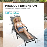 Outdoor Lounge Chair, Adjustable Patio Reclining Chaise with Textilene Fabric - Photo 3