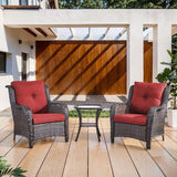 Belord High Back Patio Chairs Set of 2 - Brown Wicker Outdoor Seating - Photo 7