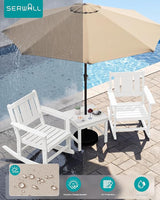 SERWALL Outdoor Rocking Chairs Set of 2 with 1 Side Table & 9ft Patio Umbrella - Photo 4