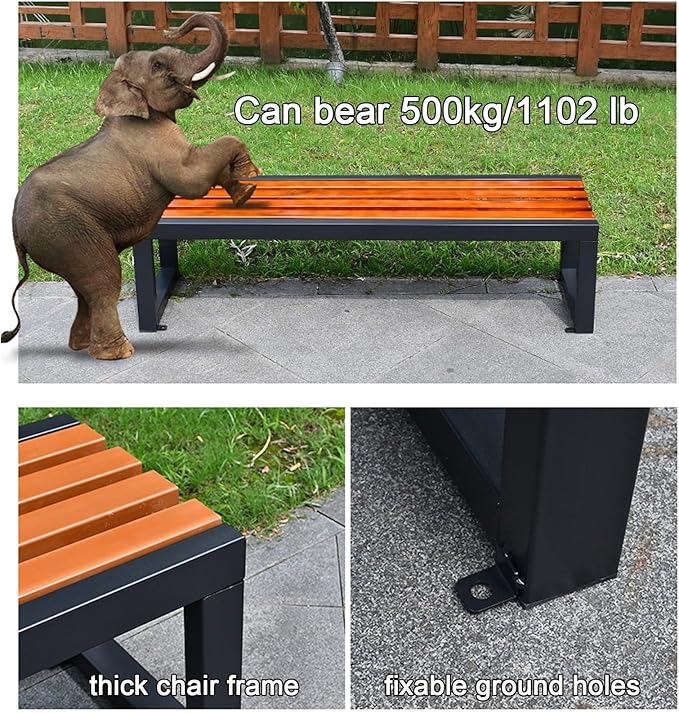 Outdoor Bench, Metal Park Bench Cast Iron Outdoor Benches Front Porch Outdoor Furniture for Patio, Garden Bench, Park, Lawn, Yard (Size : 150cm/59in)