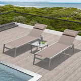 Domi Patio Chaise Lounge Set of 2 with Side Table, Aluminum Adjustable Pool Lounge Chairs - Photo 1