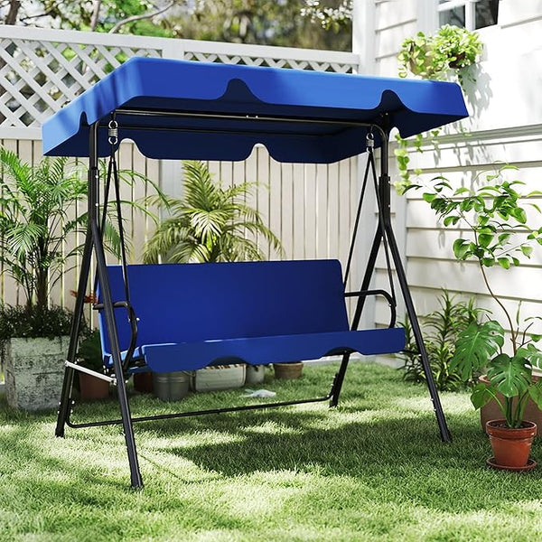 Durable Outdoor Glider Swing with Canopy，Patio Garden Bench and Stand for Backyard, Porch, or Lawn - Photo 1
