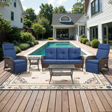 Belord 5 Piece Patio Furniture Set with Recliner Chair - Removable Outdoor Patio Couch Set - Photo 1