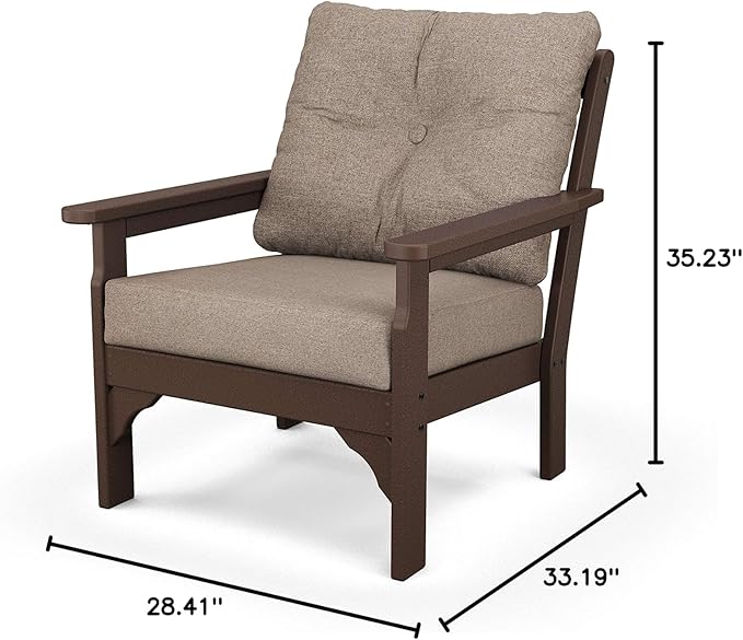 POLYWOOD® Vineyard Deep Seating Chair in Mahogany/Spiced Burlap