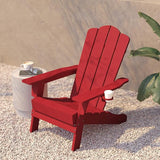 Flash Furniture Newport Adirondack Chairs with Cup Holders, Weather Resistant Poly Resin Adirondack Chairs, Set of 2 - Photo 2