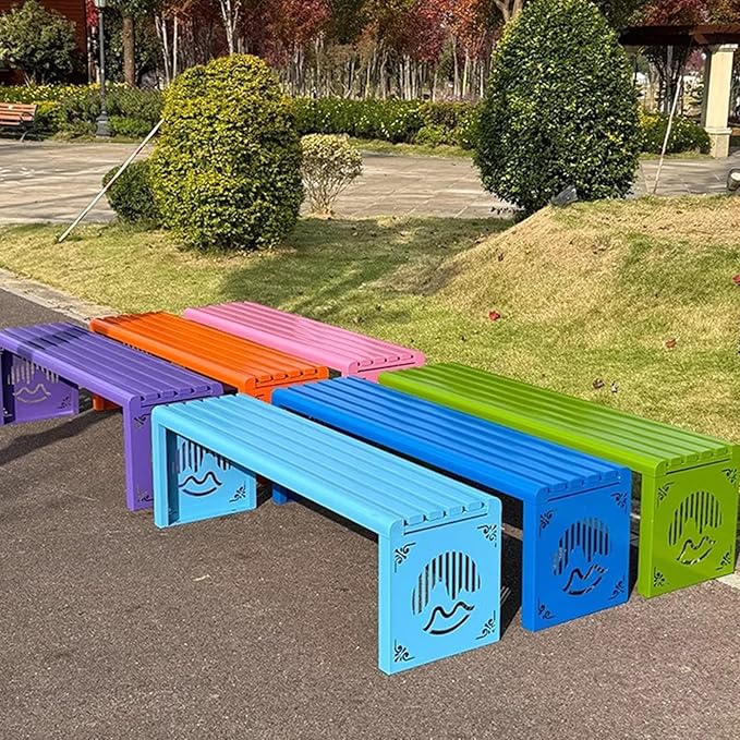 Heavy Duty Outdoor Benches Weatherproof Galvanized Steel Park Benches Slats Design Metal Garden Chair Commercial Street - Photo 7