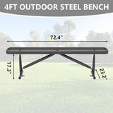6 Feet Outdoor Benches, Black Heavy Duty Metal Park Bench for Outside, Weatherproof Dock Bench - Photo 2