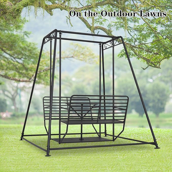 kinbor 4-Seat Patio Swing Chair - Patio Swing Chair with Stand - Photo 4