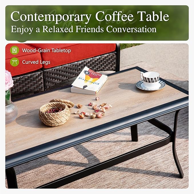 Sophia & William Patio Furniture Set, 5PCS Metal Outdoor Conversation Set with 3-Seater Outdoor Couch, 2 Sofa Chairs - Photo 6