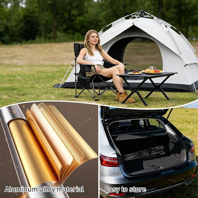 Zero Gravity Chair, Reclining Camping Chair with Padded Pillow, Cup Holder, Storage Pocket & Carry Bag, 4-in-1 Portable Camping Recliner for Outdoor, Beach, Garden, and Backyard - Black