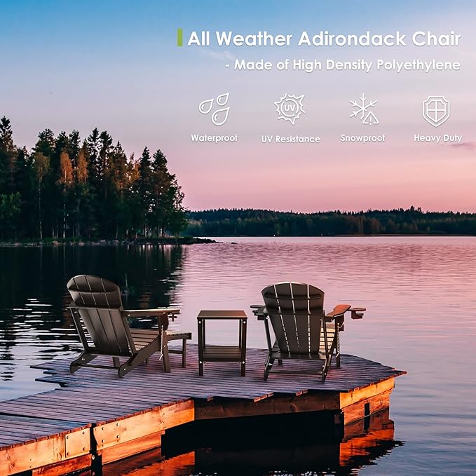 GREENVINES Adirondack-Chairs-with-Ottoman | Folding | Retractable-Footrest | HDPE Plastic | All Weather Fire Pit Chair - Photo 5