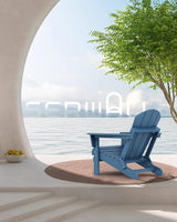 SERWALL Foldable Adirondack Chair Set of 2 for Patio Garden Outdoors Fire Pit-Blue - Photo 2