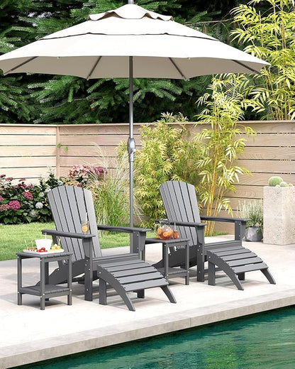 BRIOPAWS Oversized Adirondack-Chairs-Set of 4 | HDPE Plastic | Fire Pit Chair | Weather Resistant | for Deck Outdoor Poolside Campfire | Grey