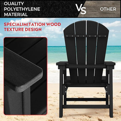 Costaelm Kids Adirondack Chair Set of 4, Plastic Outdoor Kids Chair Toddler Patio Furniture and Outdoor Children Picnic Activity Lawn Chair for Garden, Patio, Backyard & Beach, Black