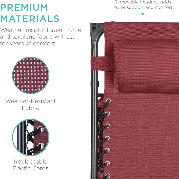Best Choice Products Folding Zero Gravity Outdoor Recliner Patio Lounge Chair w/Adjustable Canopy Shade, Headrest - Photo 7