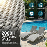 Wicker Outdoor Lounge Chairs with Pull Out Side Table, Pool Lounge Chairs Set of 6, Gray Rattan Outdoor Lounger - Photo 4