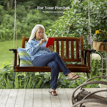 VINGLI Heavy Duty 880 LBS 4 FT Outdoor Porch Swing, Patio Hanging Swing Bench for Yard, Rustic