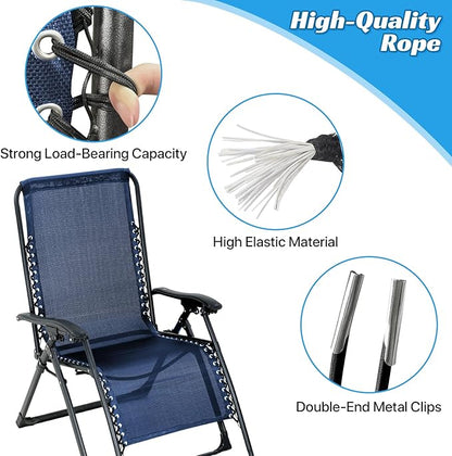 Ostlttyn Zero Gravity Chair Replacement Fabric with Bungee Cord Kit, 17 Inch Wide Repair Cloth with Replacement Cord for Anti Gravity Chairs Outdoor Recliner Patio Lounge Lawn Beach Sling Chair, Blue
