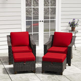 4 Pieces Patio Conversation Furniture Set - 2 Chairs with Ottomans Set of 2 - Photo 6