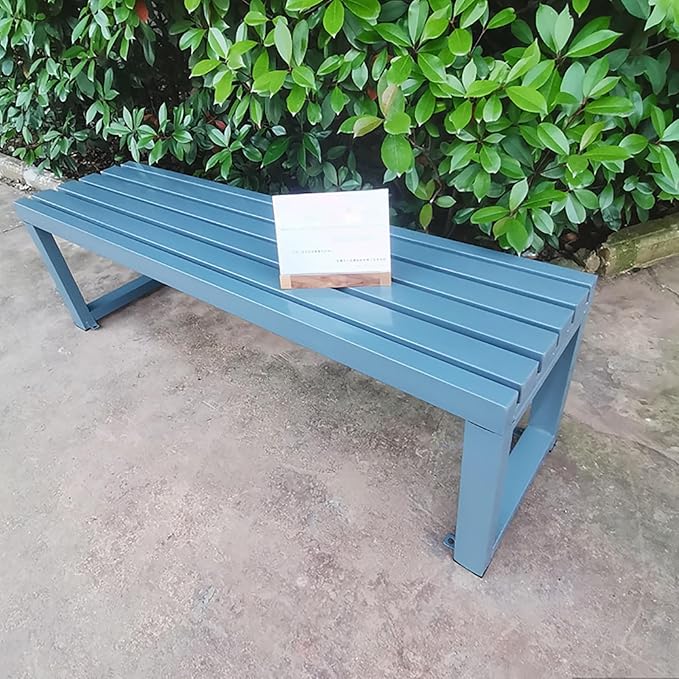 Outdoor Bench Weatherproof Garden Bench Metal Outdoor Seating All Weather Park Bench Outside Bench, Easy to Assemble(Gray,150cm/59in)