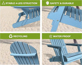 Adirondack Chairs, All-Weather Outdoor Patio Chairs with Wide Armrest, Solid Wood, 350 Lbs, Turquoise Grey - Photo 4