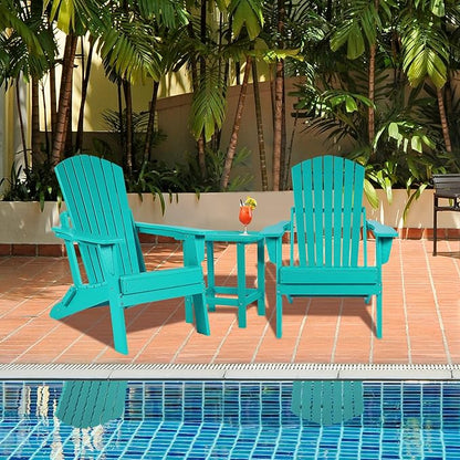 Aoodor Folding Adirondack Chair HDPE Outdoor All-Weather Chair for Patio, Garden, Backyard, Lawn, Fire Pit, Set of 2, Aruba