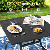 Incbruce Patio Dining Table, 37" x 37" Square Table Metal Steel Slat Table with 1.57" Umbrella Hole, for Backyards - Photo 6