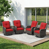 4 Piece Outdoor Swivel Rocker Patio Chairs Set, Patio Chairs Set of 4 with Thickened Olefin Cushions - Photo 1