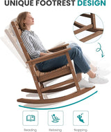 SERWALL Outdoor Rocking Chair, Oversized Rocking Chair with Footrest for Adults - Photo 7
