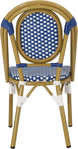 Christopher Knight Home Gwendolyn Outdoor French Bistro Chairs (Set of 2), Blue + White + Bamboo Print Finish - Photo 9